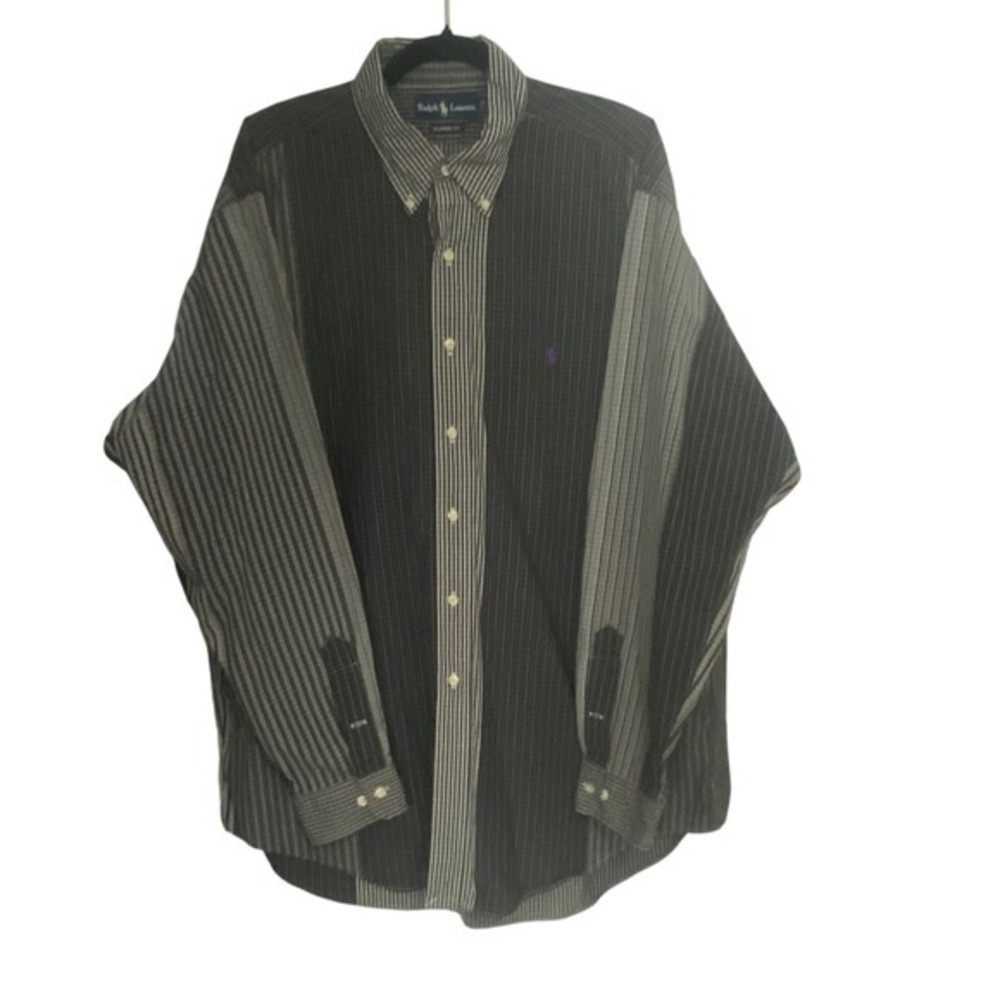 Ralph Lauren Classic Fit Multi Pattern‎ Check Stripe Shirt Grey XL 17 Mens